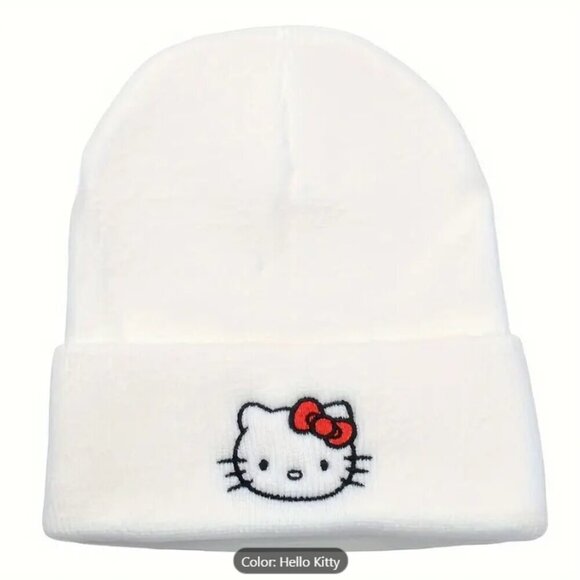 Hello Kitty Beanie Hat White Winter NWT - Picture 1 of 2